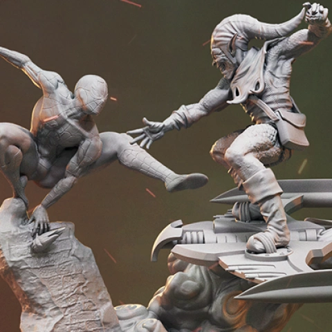 preview of Spider-Man vs Green Goblin 3D Printing Figurines in Diorama | Assembly