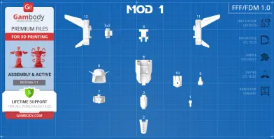 Image showing labeled 3D printing model parts for Hyperion M-03 assembly.
