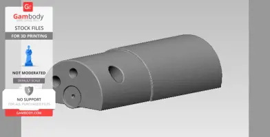 A digital model of a cylindrical component with multiple holes designed for 3D printing.