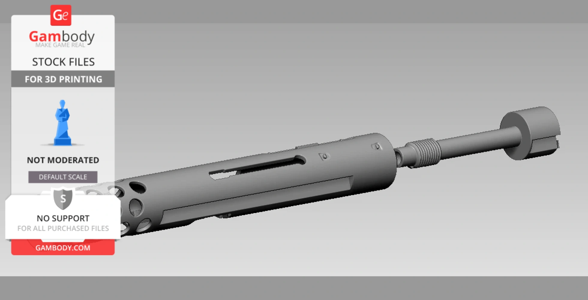 3D model of a scaled Intratec TEC-9 for printing, showing the barrel and detailed body components.