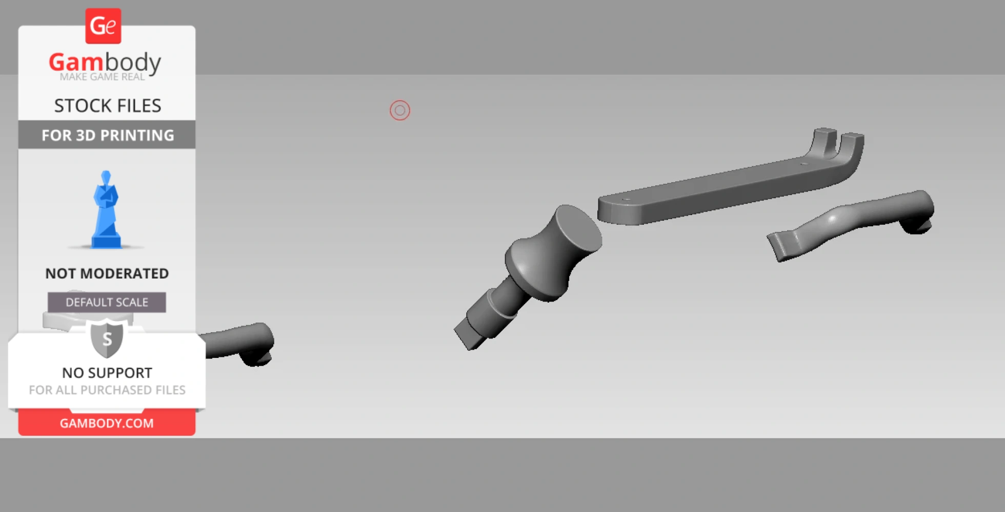 3D model components of a 1/6 scale Intratec TEC-9 for printing from Gambody Stock.