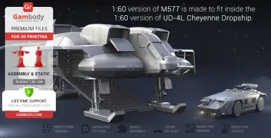 A 3D-rendered M577 APC model, scaled to fit inside a UD-4L Cheyenne Dropship, showcased for 3D printing.