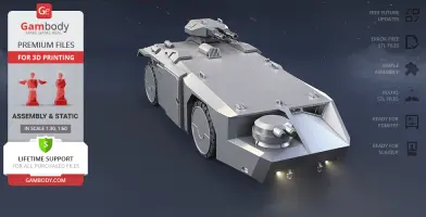 3D model of a futuristic armored personnel carrier, designed for 3D printing.