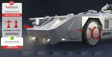 A detailed 3D model of a futuristic armored personnel carrier (APC) designed for 3D printing.