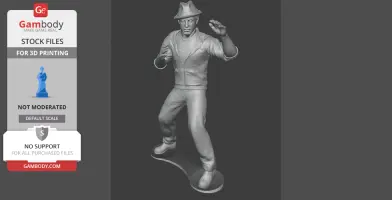 A 3D figurine of a man in a boxing pose wearing a hat, designed for 3D printing.