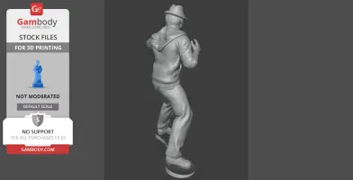 A 3D model of an elderly boxer in a fighting stance, wearing a hat and jacket.