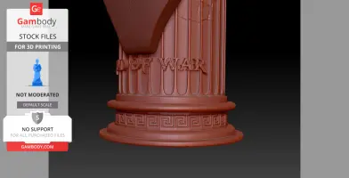 A detailed sculpted pillar base with the text 'OF WAR' embossed, designed for 3D printing.