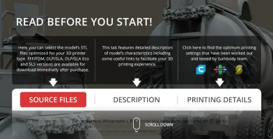 Close-up of Mad Max War Rig model with skull details, 3D printing info, and download options displayed.