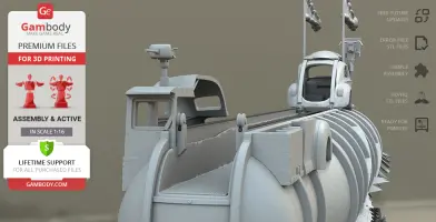 A detailed 3D model of the Mad Max War Rig Tanker for 3D printing, featuring rugged post-apocalyptic design.