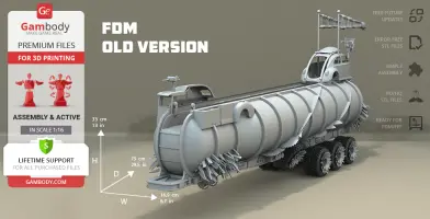 Mad Max War Rig Tanker 3D model for printing, featuring detailed design with prominent front spikes.