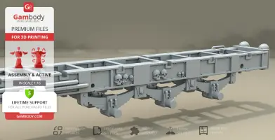 3D model of a Mad Max War Rig Tanker chassis with detailed skull decorations for printing.