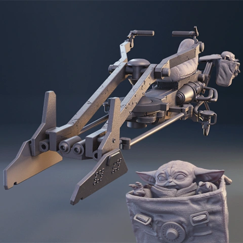preview of Speeder Bike 3D Printing Model | Assembly + Action