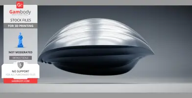 Futuristic, smooth metallic spaceship design with a streamlined, clam-like shape, ready for 3D printing.