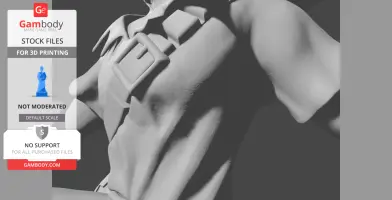 3D model of a textured humanoid torso with straps, designed for printing, showcased on Gambody website.