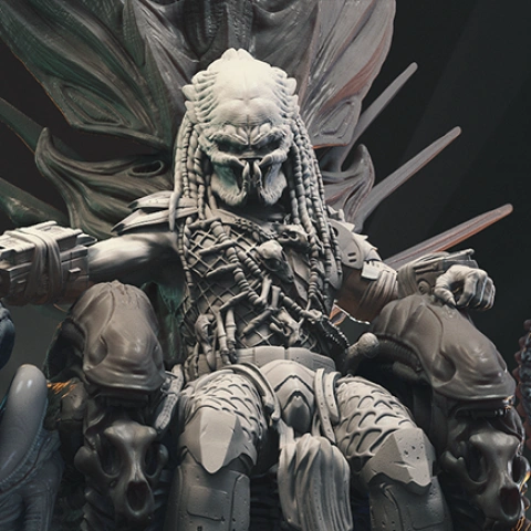 preview of Predator on Throne 3D Printing Figurine in Diorama | Assembly