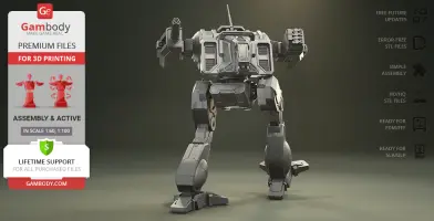 3D model of the Shadow Cat mech from MWO, posed and ready for 3D printing from Gambody.