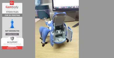 A blue Tachikoma model from Ghost in the Shell with open cockpit, ready for 3D printing.