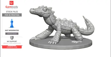 Cartoon-style crocodile 3D model on a base, with textured scales and exaggerated features.