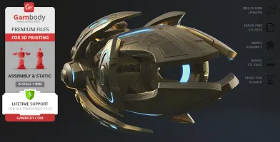 A 3D-rendered Protoss Carrier model showcasing intricate design, suitable for printing with assembly support.