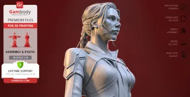 A 3D model of a figure in textured armor, promoted by Gambody for 3D printing.