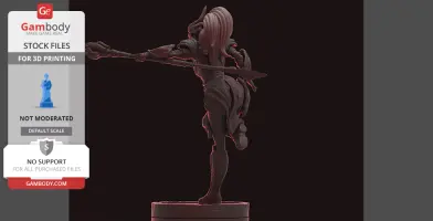 A detailed 3D model of a warrior with a spear, wearing armor, ready for 3D printing.