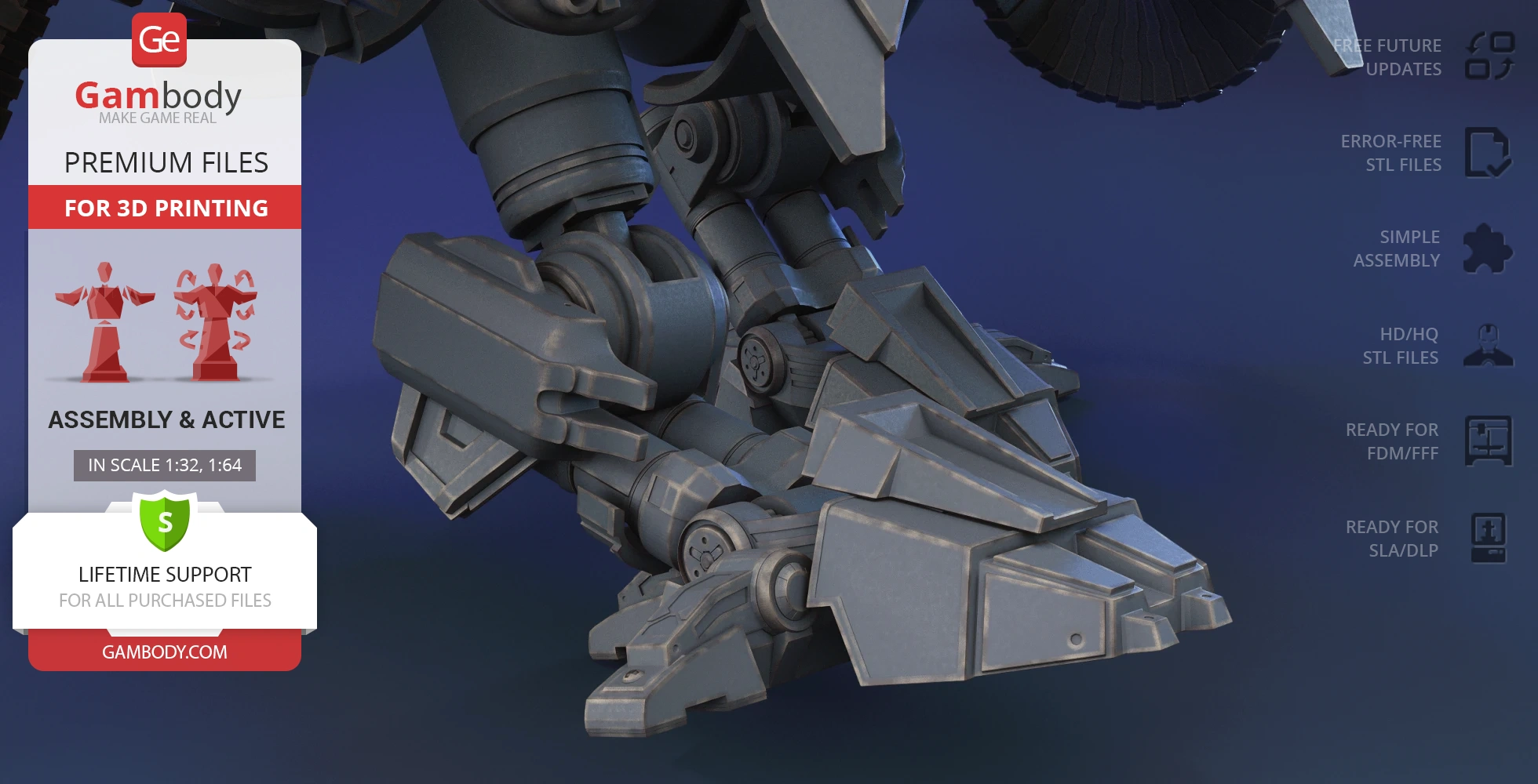 A detailed mechanical foot from a 3D model of the Viking Terran from StarCraft, showing intricate joints and panels.