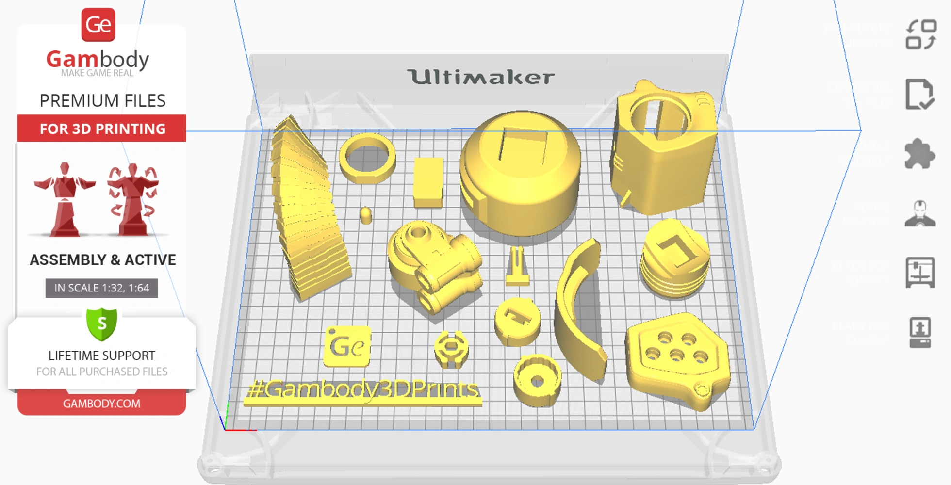 3D model parts for Viking Terran vehicle on a grid for 3D printing.