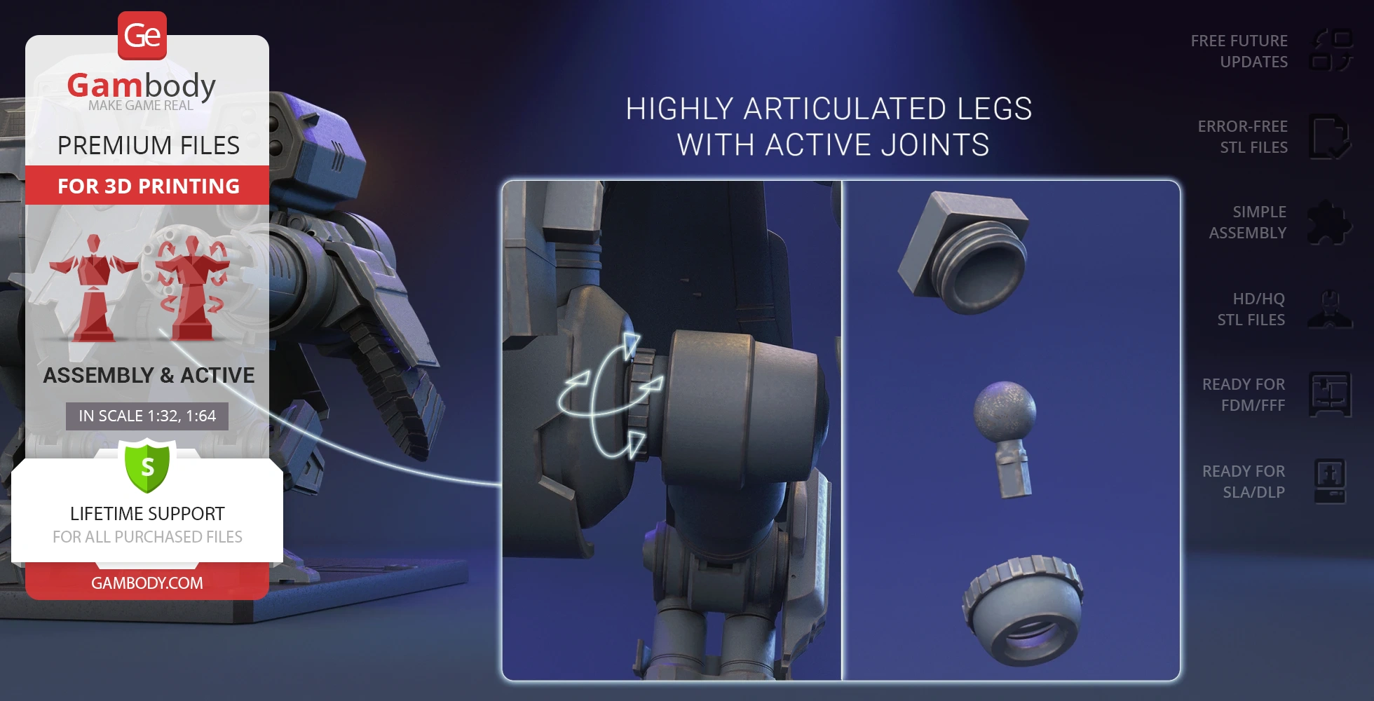 3D print model of articulated Viking mech from StarCraft, featuring detailed joints and assembly guidelines.