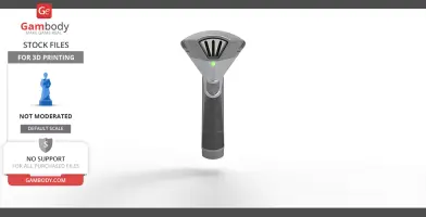 Futuristic gray and black handheld phaser with a streamlined design.