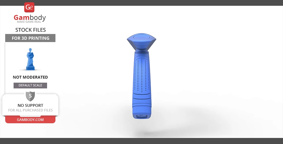 A futuristic blue handheld phaser design for 3D printing, with a sleek and ergonomic shape.