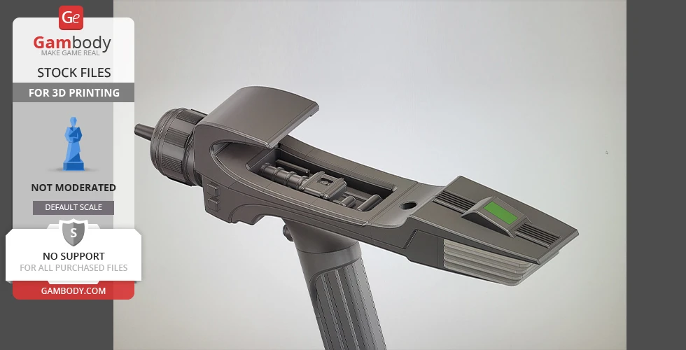 A detailed 3D model of a Star Trek Phaser MK2, designed for 3D printing.