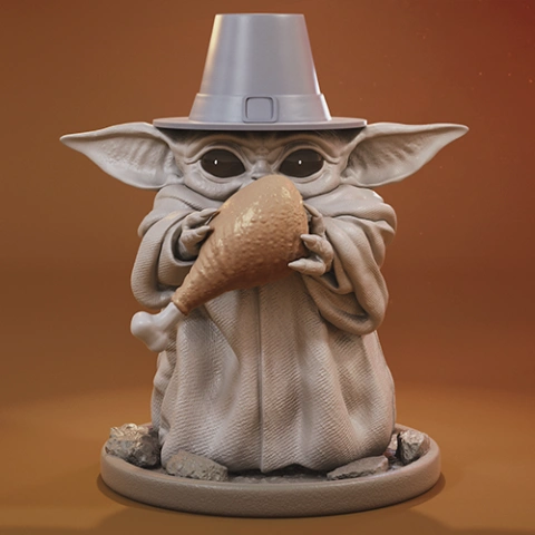 preview of Baby Yoda Thanksgiving 3D Printing Figurine | Assembly