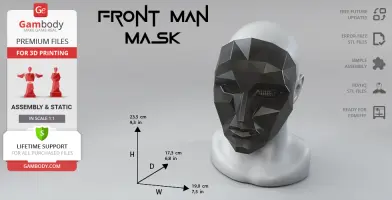 A geometric, angular mask modeled for 3D printing, resembling a character from a popular series.