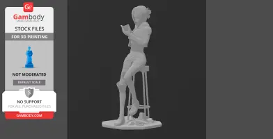 A 3D model of a seated figure reading a book, suitable for printing, from a popular series.