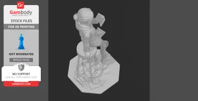 3D model of a character standing on an elevated structure, designed for 3D printing.
