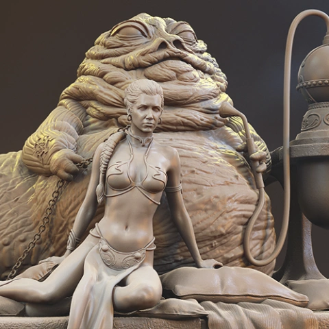 preview of Jabba The Hutt & Leia 3D Printing Figurines in Diorama | Assembly