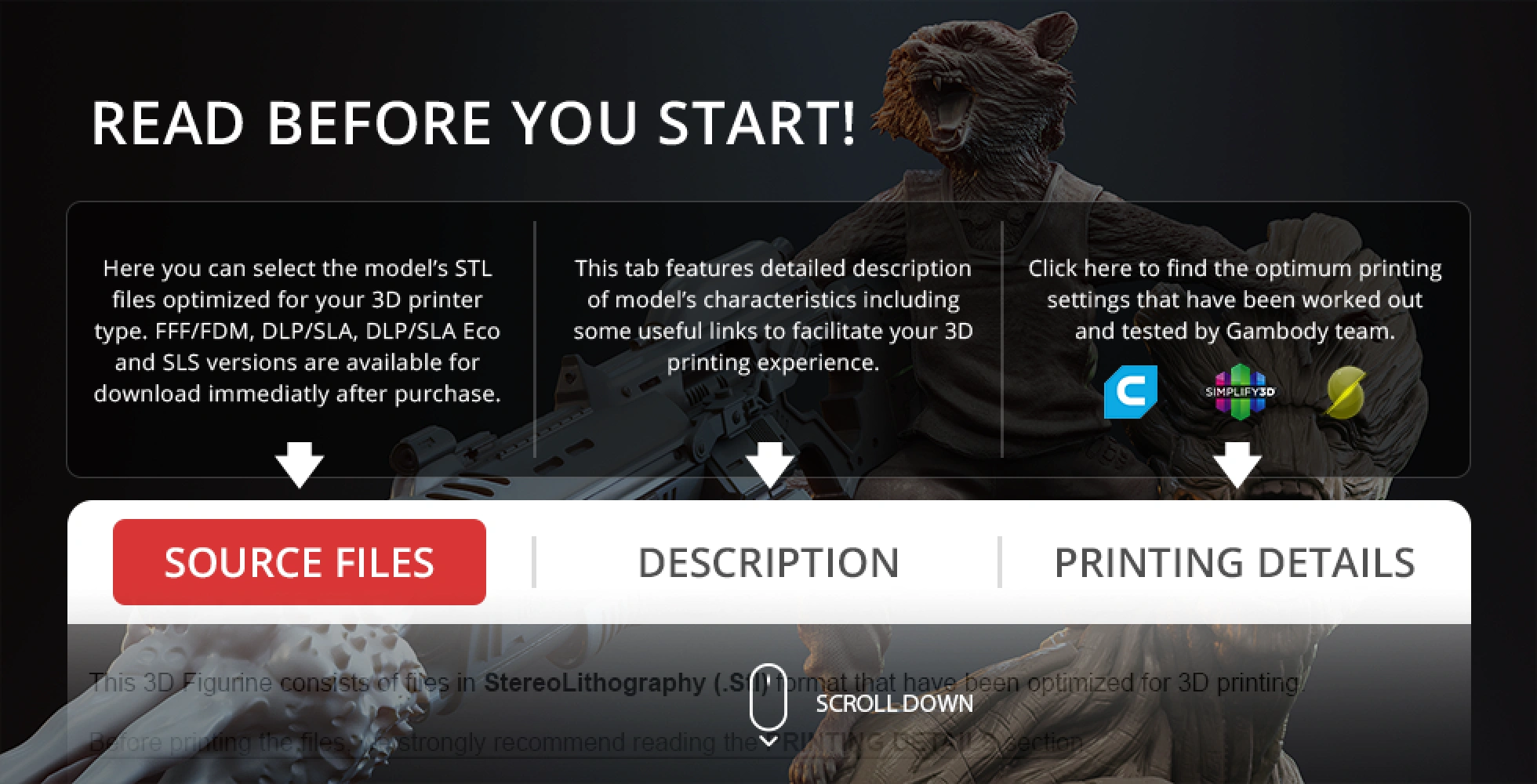 A 3D model diorama featuring a raccoon-like figure with an open mouth, holding a large weapon.