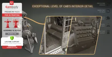 Detailed 3D model of a train cab interior, showcasing intricate controls and seating.