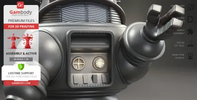 A detailed 3D model of Robby the Robot, highlighting its torso and mechanical design features.