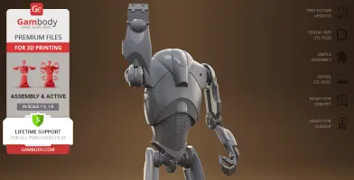 3D model of a Super Battle Droid with articulated limbs, designed for 3D printing.