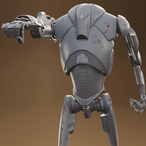preview of Super Battle Droid 3D Printing Model | Assembly + Active