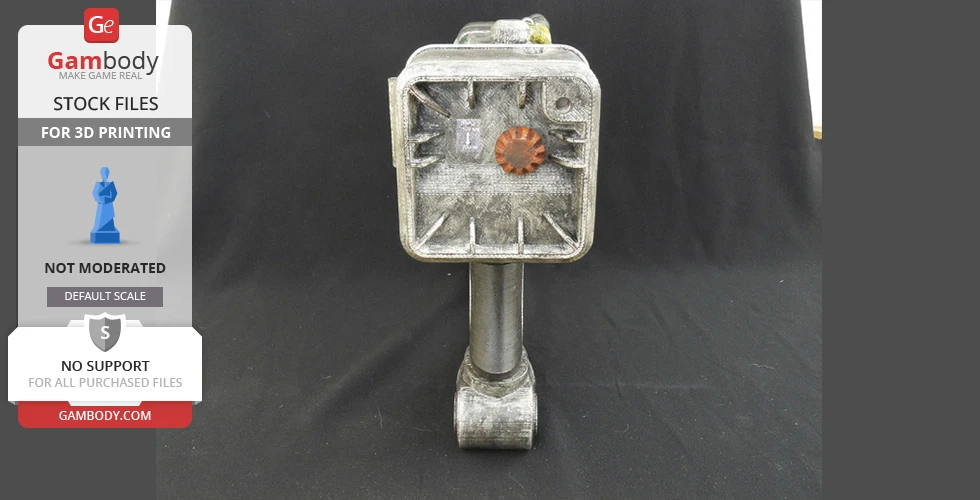 A weathered, metal-like Fallout laser pistol model, suitable for 3D printing.