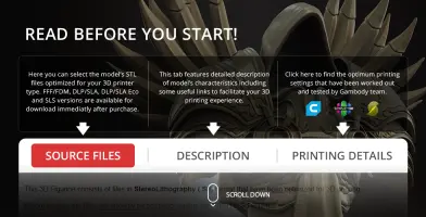 A detailed bust of Tyrael featuring ornate armor elements, optimized for 3D printing, with download instructions.