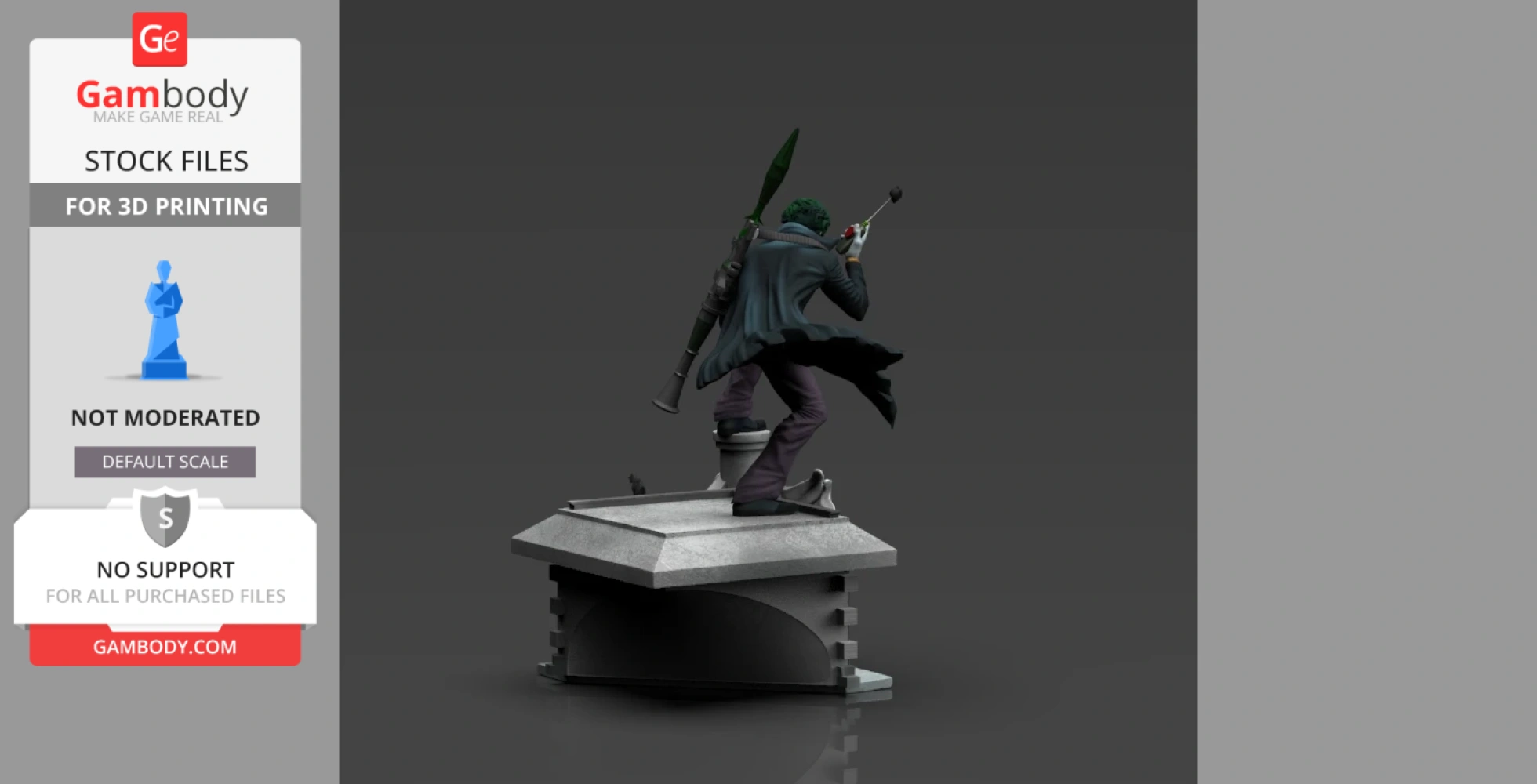 A figure in a flowing coat stands on a structure, holding a weapon on shoulder and a radio device.