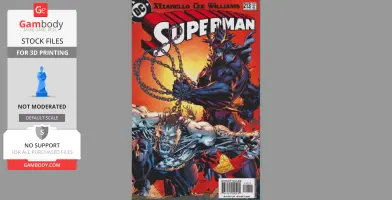 A dark-armored figure holding chains restrains a creature against an orange backdrop.