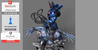 Two armored figures in dynamic poses, one wielding chains, atop a rocky base. 3D model for printing.