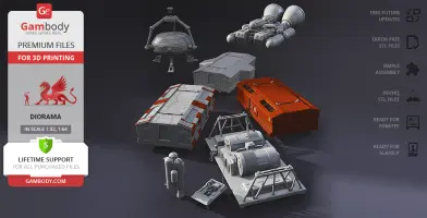 3D model parts of an Eagle Transporter spaceship add-on kit displayed for 3D printing.