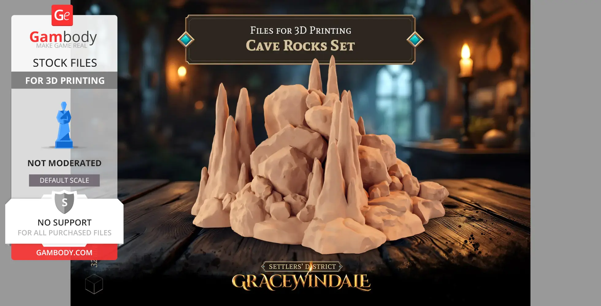 A set of jagged, textured cave rocks and spires for 3D printing.