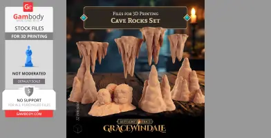A 3D printable set of cave rock formations, including stalactites and stalagmites, by Gracewindale.