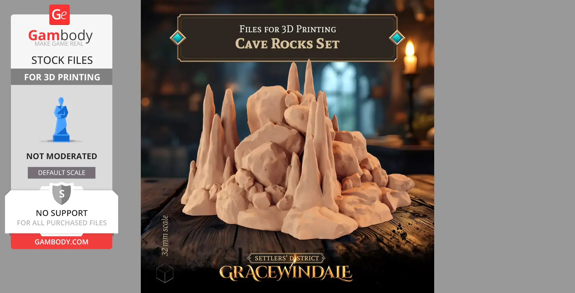 Rocky cave formation with sharp spires, designed for 3D printing, by Gracewindale.